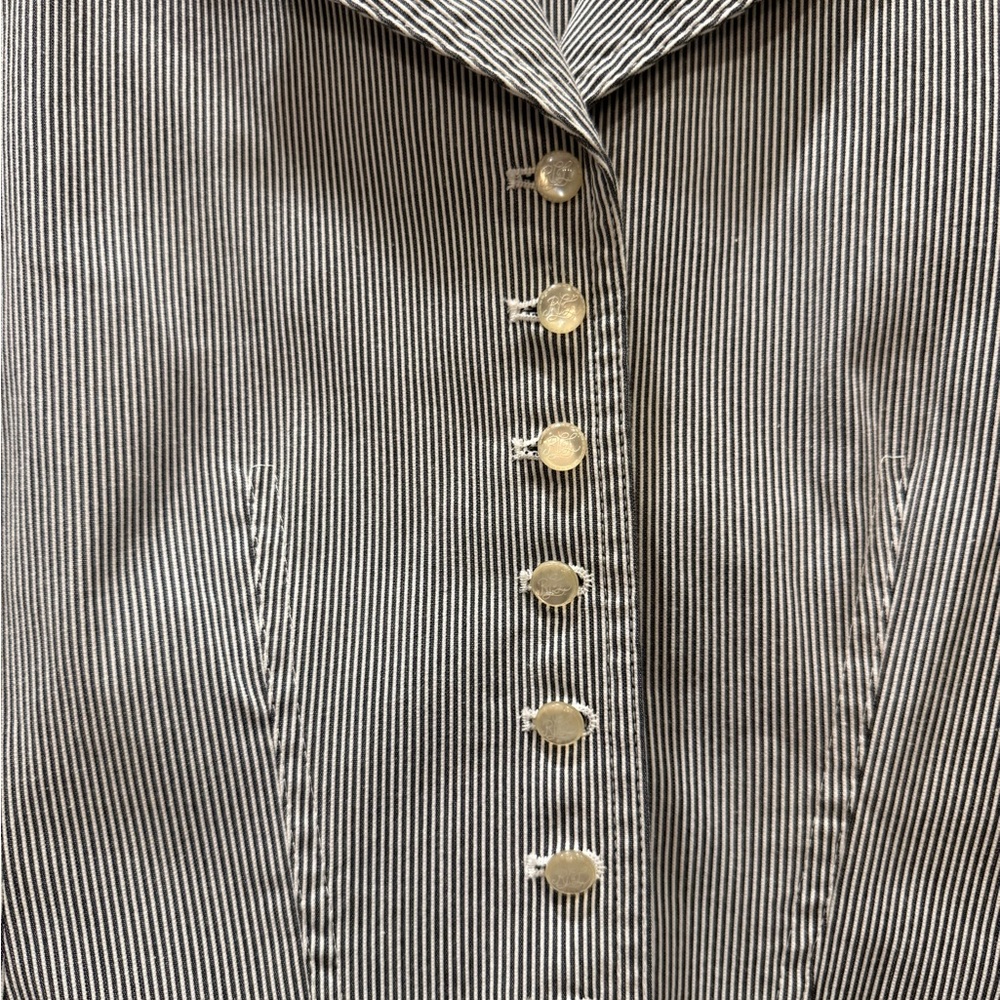 Lauren Ralph Lauren Navy and White Pinstripe Blazer with multiple buttons